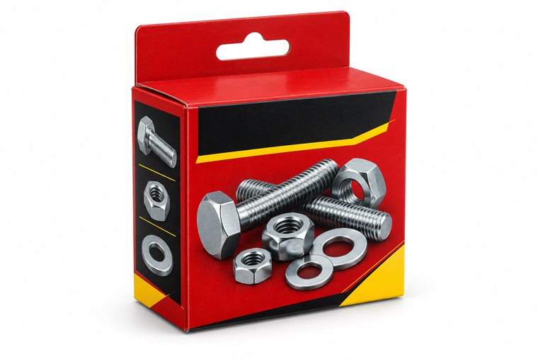 Small labelled fastener pack