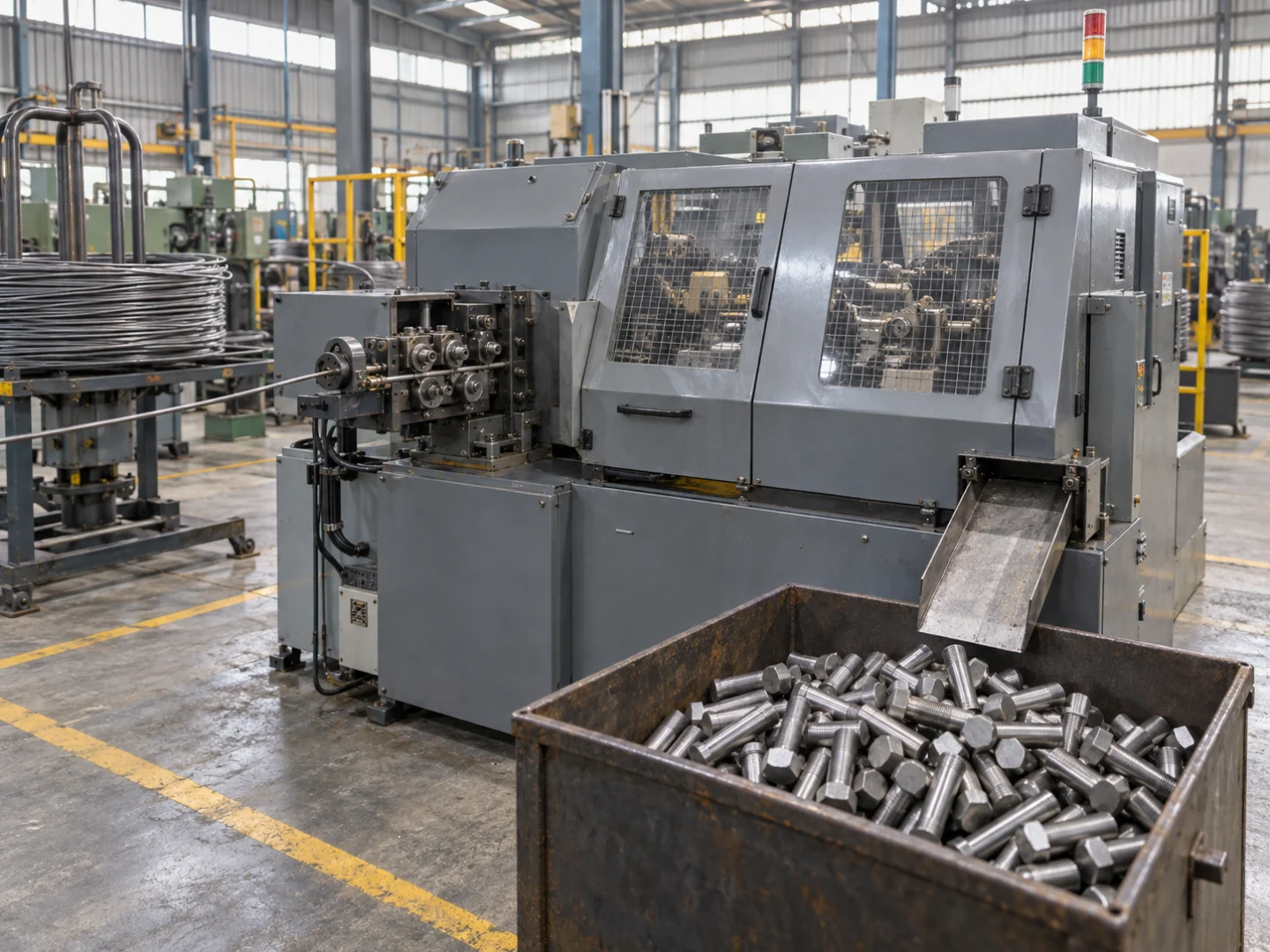 Factory team checking stainless steel wire rod before production